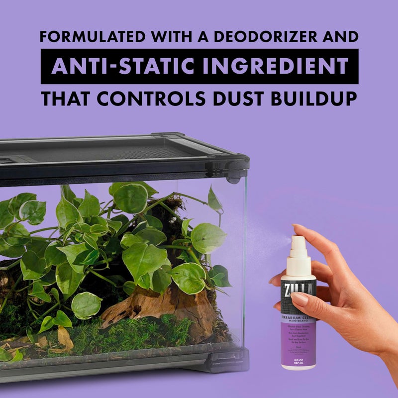 Zilla Terrarium Cleaner, For Glass, Acrylic, Hard Surfaces and More, Anti-Static Dust Control - Image 3